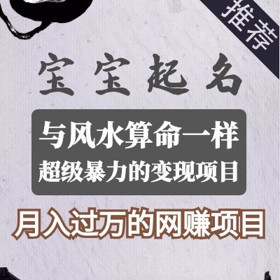 只要会起名就能月入过万，不用团队也能操作的网赚项目